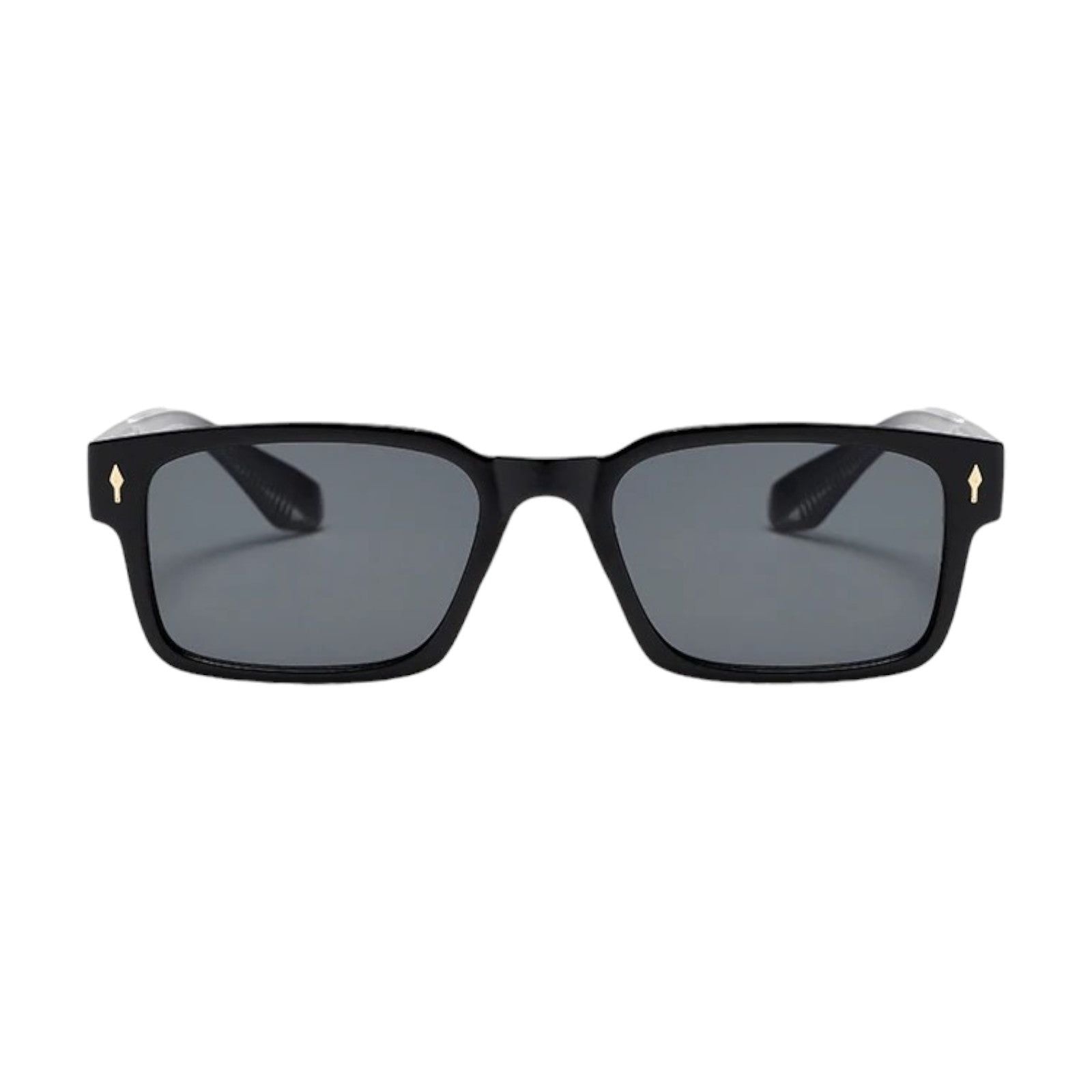 Grey Translucent Rectangle Sunglasses with Green Lenses-6