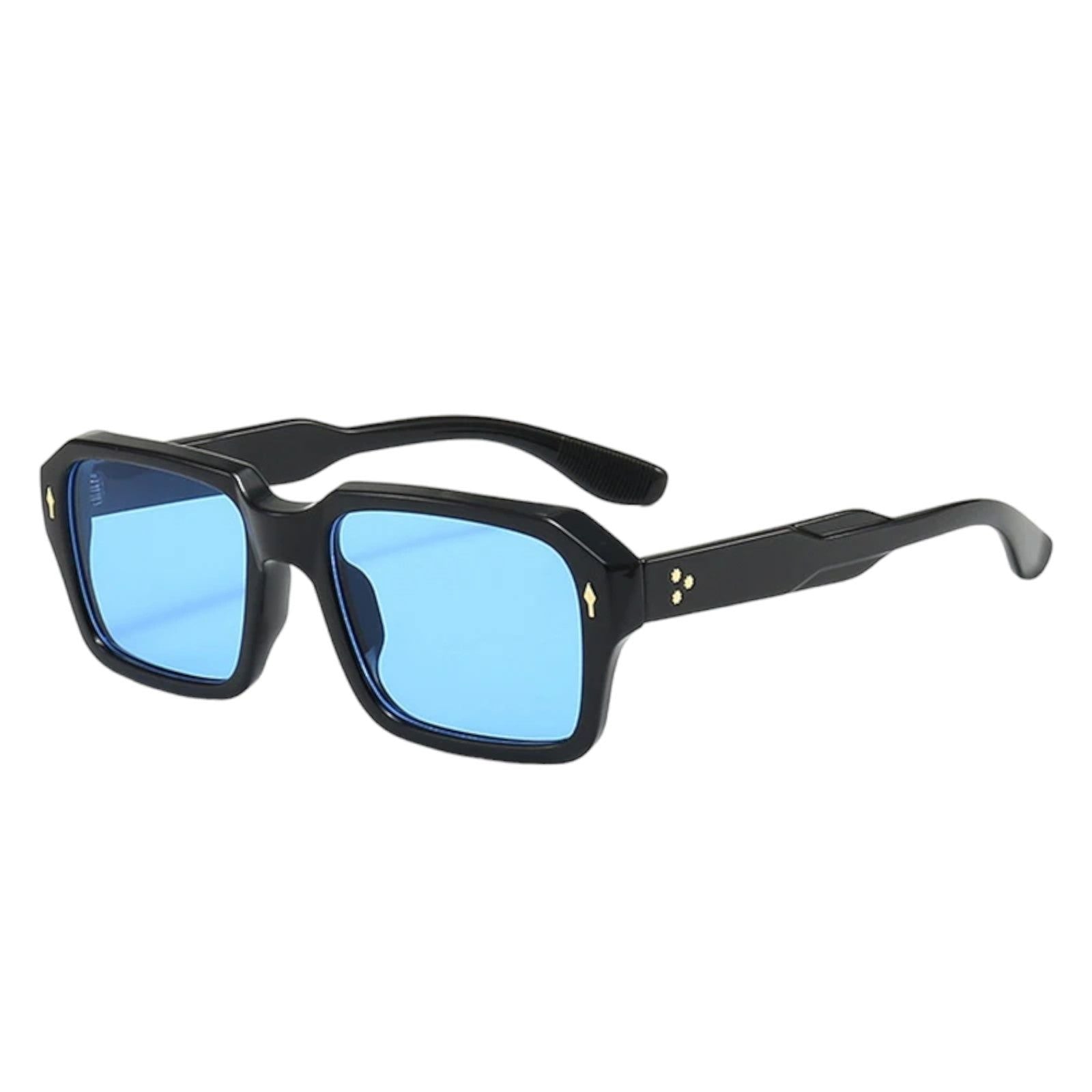 Black Square Sunglasses with Gold Rivet Details-4