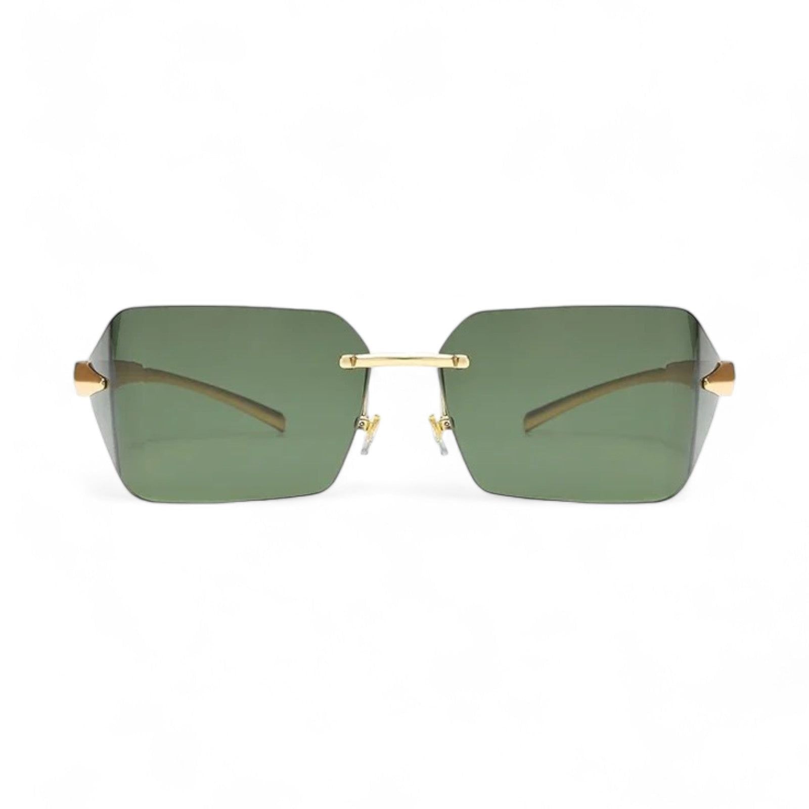 Gold Rimless Wrap Sunglasses - Sleek Angular Design-9
