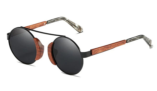 Black Round Wood Sunglasses for Men - Stylish and Classy Eyewear-1