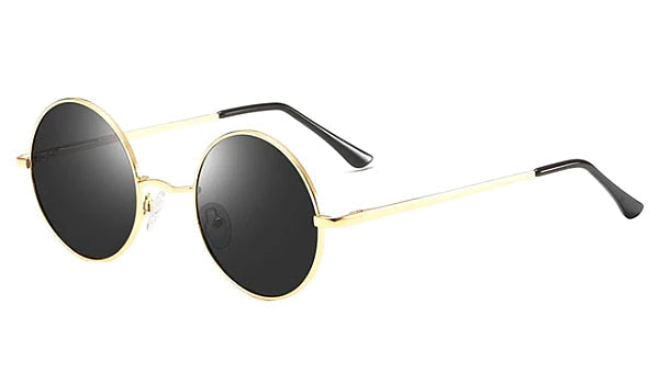 Black Gold Polarized Round Sunglasses for Men - Stylish  Classy Eyewear-1