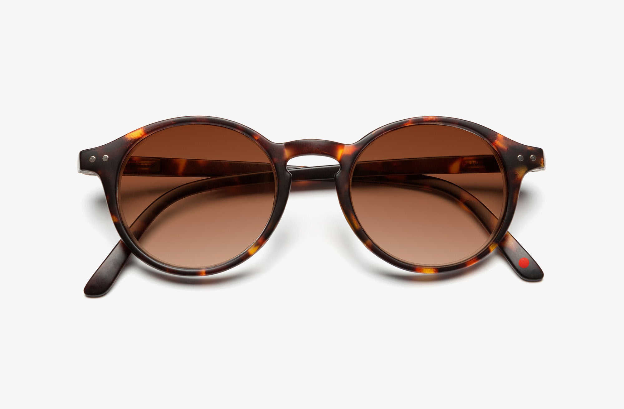 brown lens sunglasses circular frame vintage look