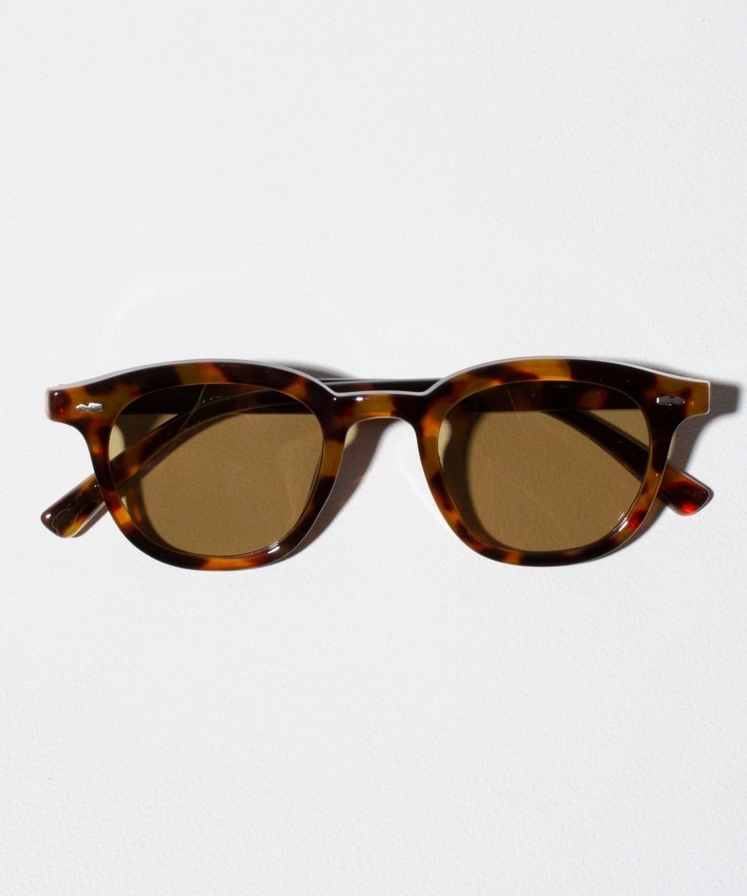 brown tortoise shell rounded square sunglasses with polycarbonate yellow