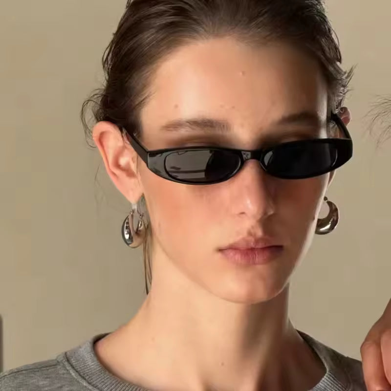 Retro slim rectangle sunglasses leopard tea lenses luxury fashion accessories