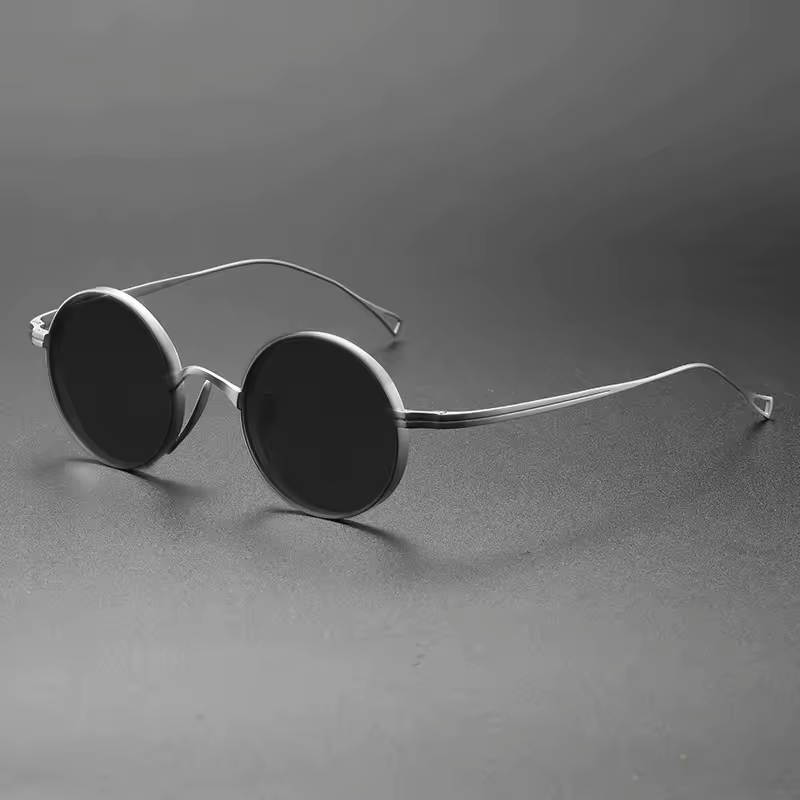 Black & Silver Round Sunglasses – Oversized Mirror-4