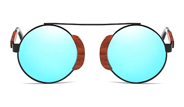 Blue Round Wood Sunglasses for Men - Stylish and Classy Eyewear-2