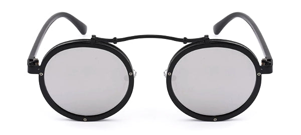 Black  Silver Retro Round Sunglasses for Classy Men-1