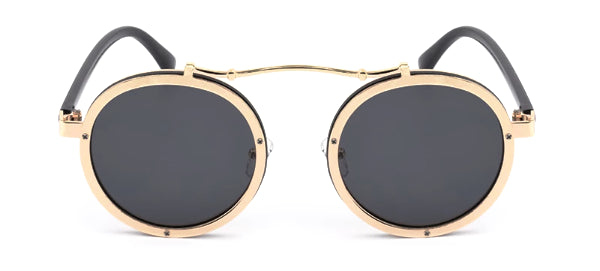Retro Round Black  Gold Sunglasses for Men - Classy Vintage Style-2