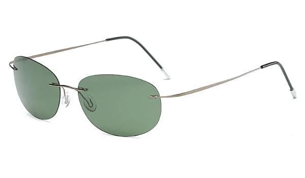 Lightweight Oval Sunglasses for Men in Classy Green-1