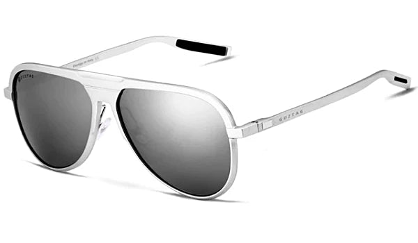Polarized Silver Aviator Sunglasses for Men - Classy  Luxurious Style-1