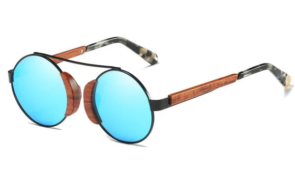 Blue Round Wood Sunglasses for Men - Stylish and Classy Eyewear-1