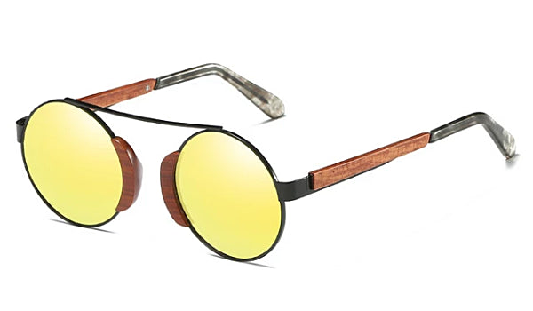 Round Yellow Wood Sunglasses for Men - Classy Style Statement-1