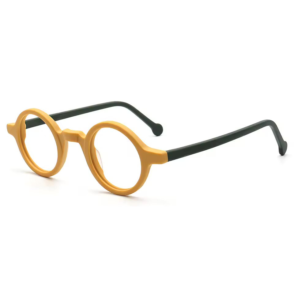retro round glasses 130mm frame width compact