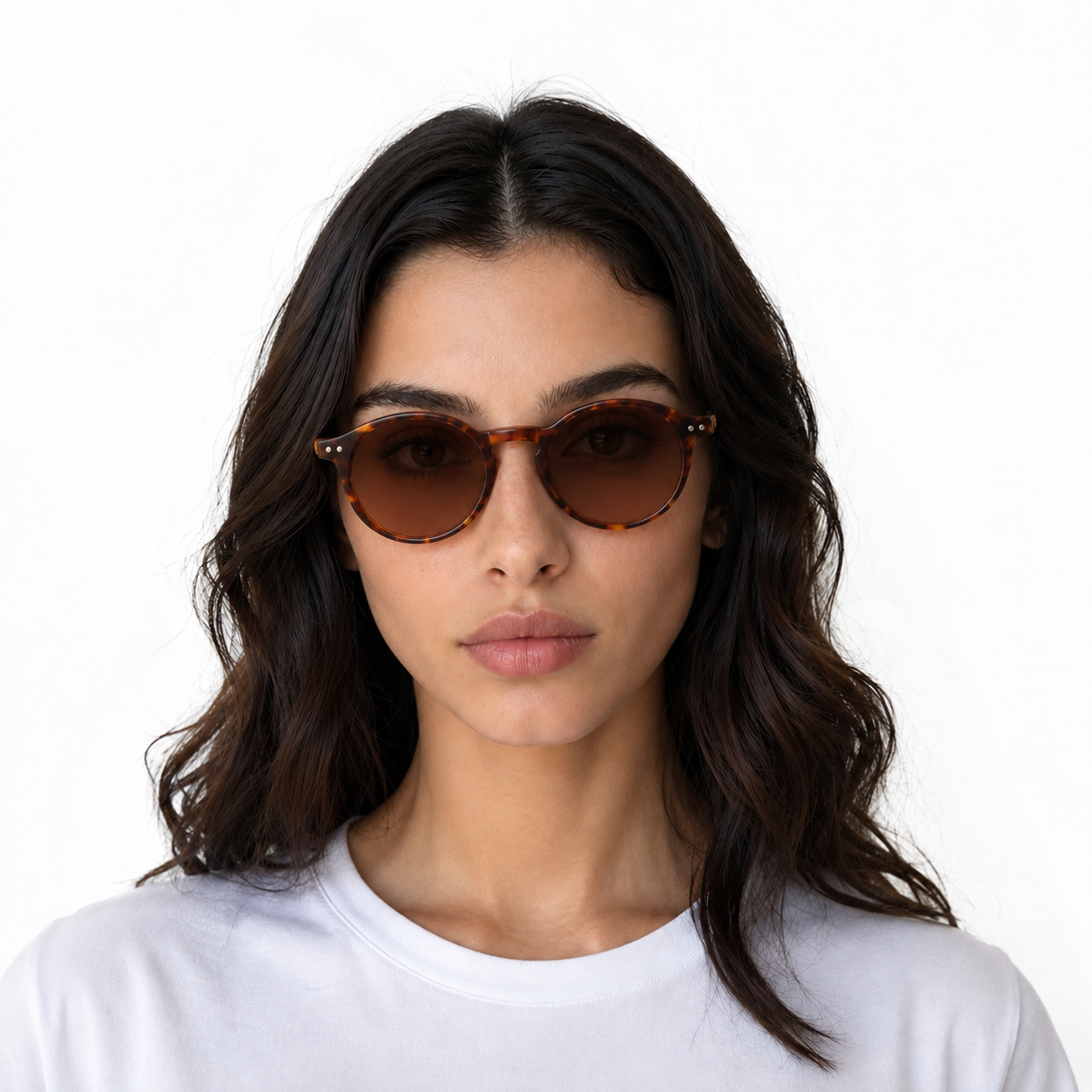retro round sunglasses brown gradient lenses