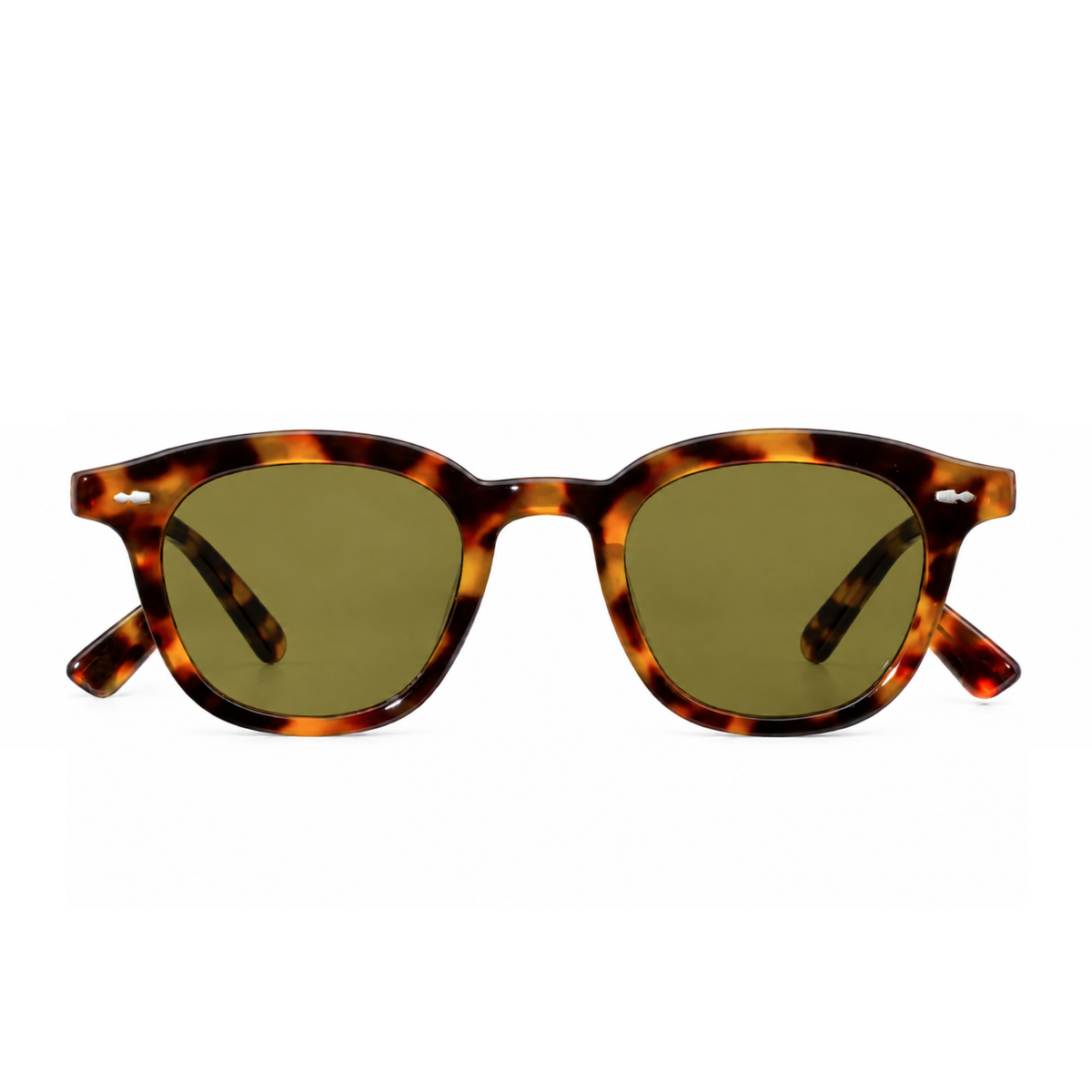 rounded square tortoise shell sunglasses with yellow tinted lenses UV400