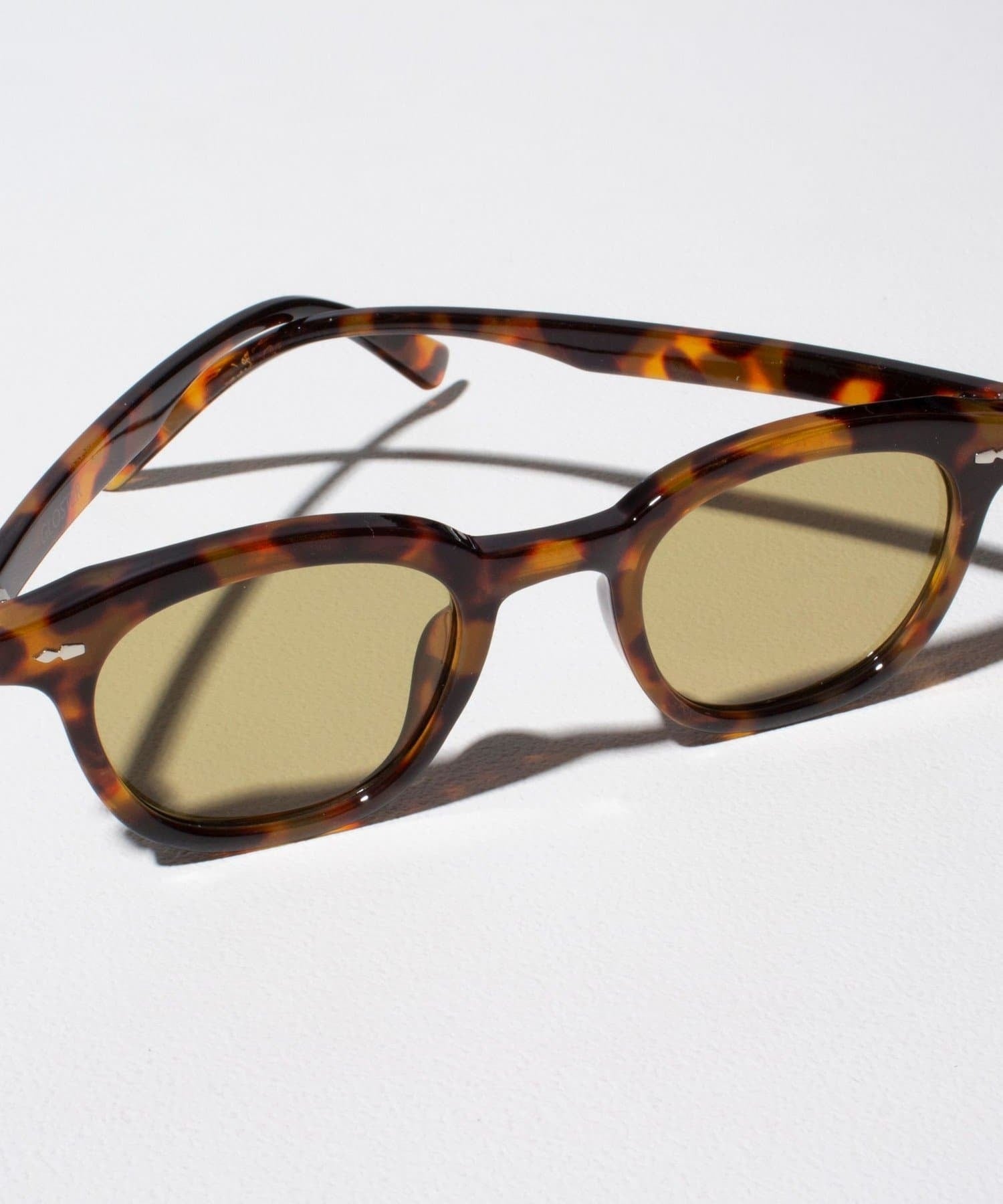 small rounded square sunglasses tortoise brown frame yellow lens fashion