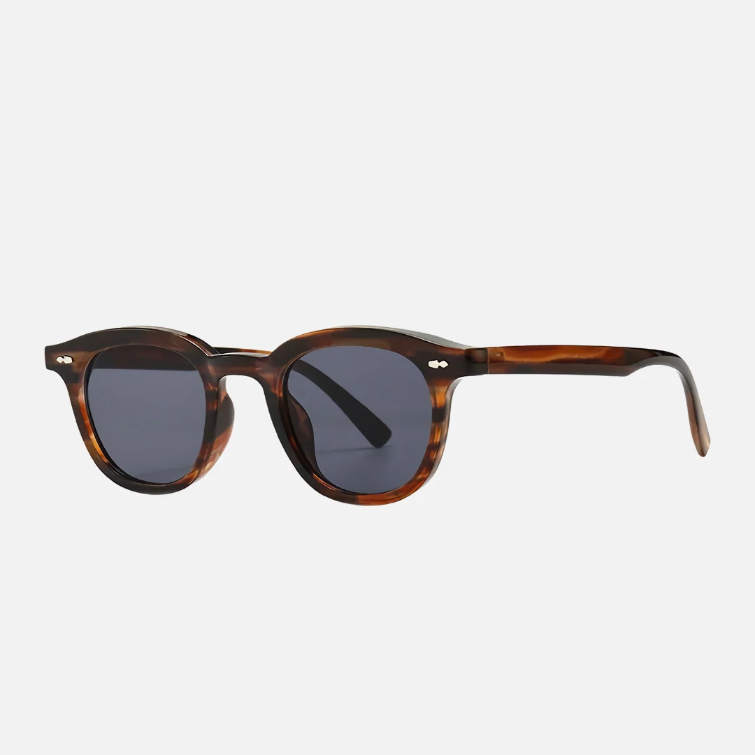 small rounded square tortoise sunglasses with black lenses lightweight