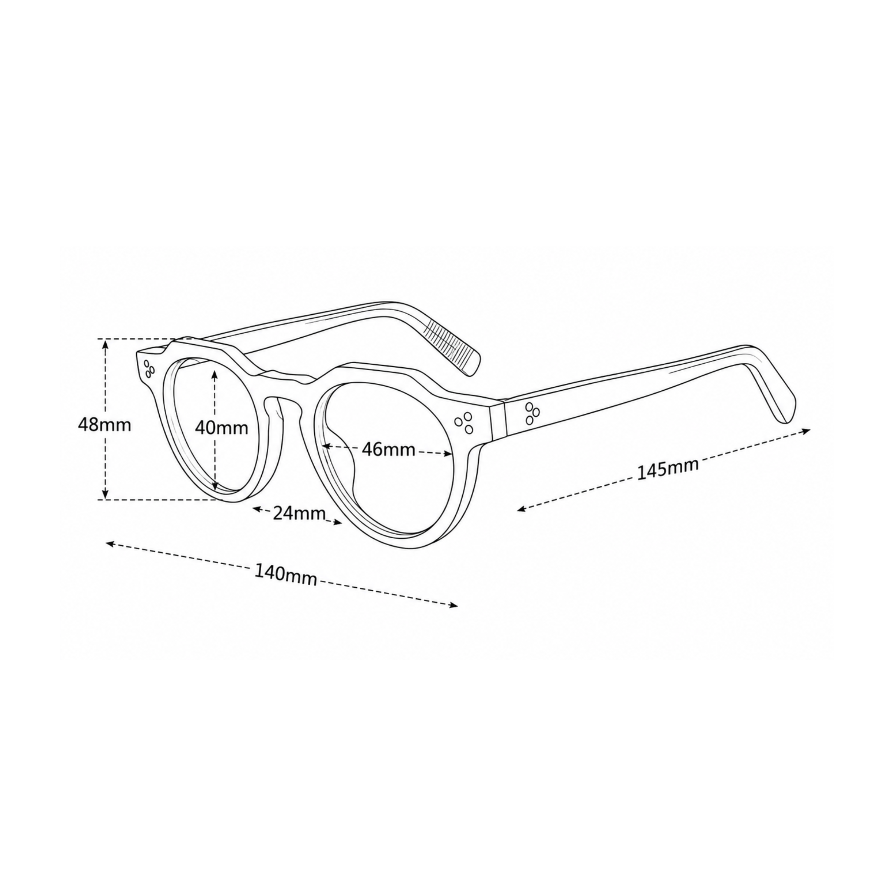 structured round eyeglasses flat top design
