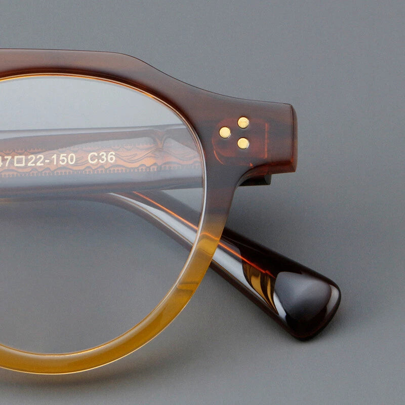 tortoiseshell acetate round glasses frame close up