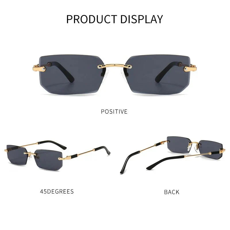 Vertigo Rimless Rectangle Sunglasses for Clearer Wider Vision-13