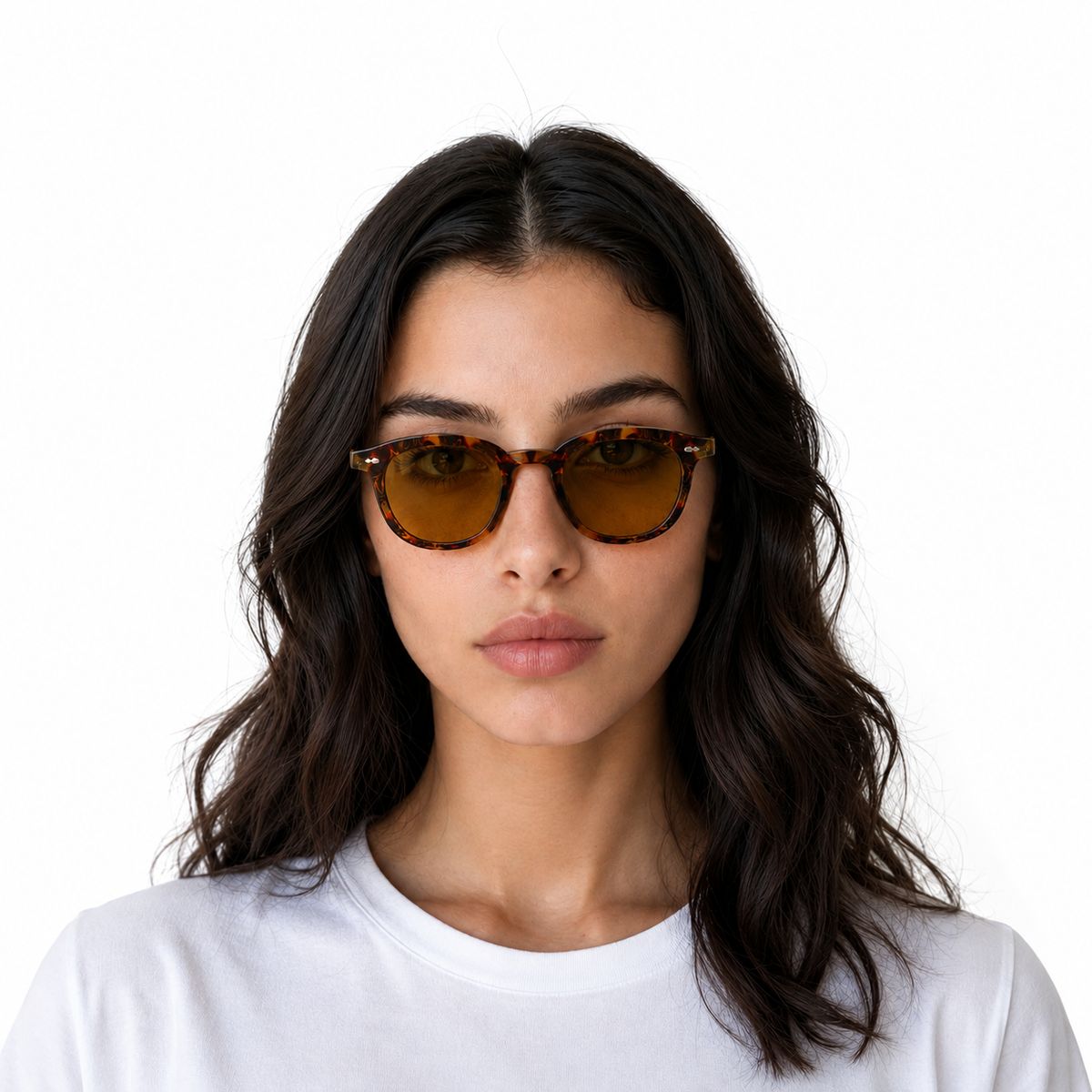 women men small frame tortoise sunglasses rounded square shape yellow lenses